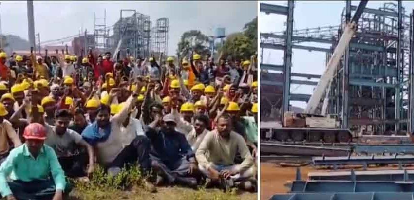  छत्तीसगढ़-भिलाई इस्पात संयत्र प्रबंधन और निर्माणाधीन कंपनी के खिलाफ उतरे 500 मजदूर