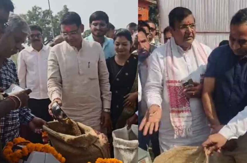 छत्तीसगढ़-सूरजपुर में खाद्य मंत्री दयाल दास ने शुरू की धान खरीदी
