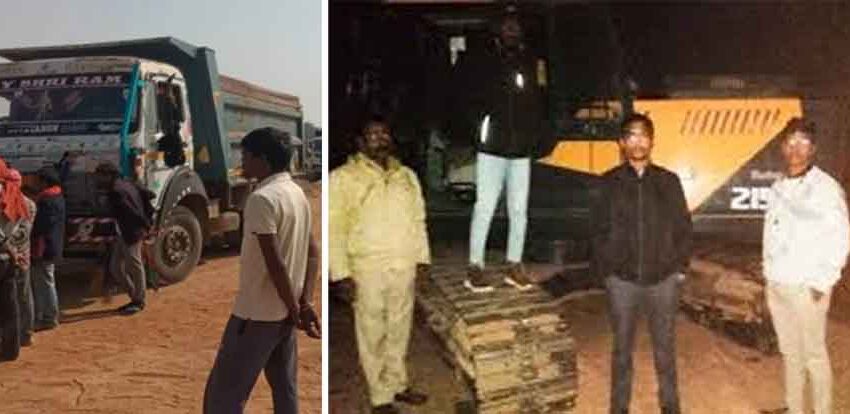  छत्तीसगढ़-महासमुंद में चैन माउंटेन मशीन और हाईवा जब्त